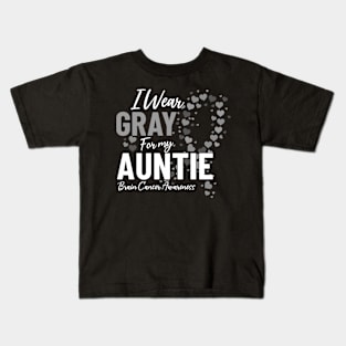 Brain Tumor Disease Aunt Cancer Gray Ribbon Spread Awareness Kids T-Shirt